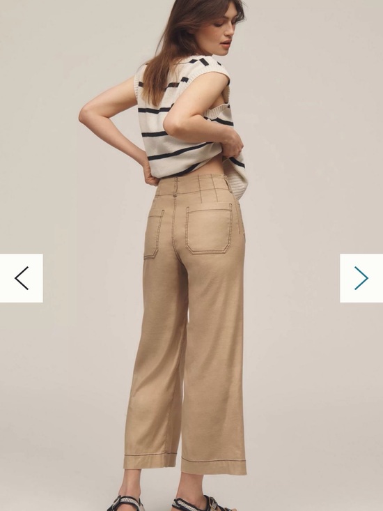 Maeve Pants - Maeve The Colette Cropped Wide-Leg Pants Contrast-Stitch Linen Edition Size 27